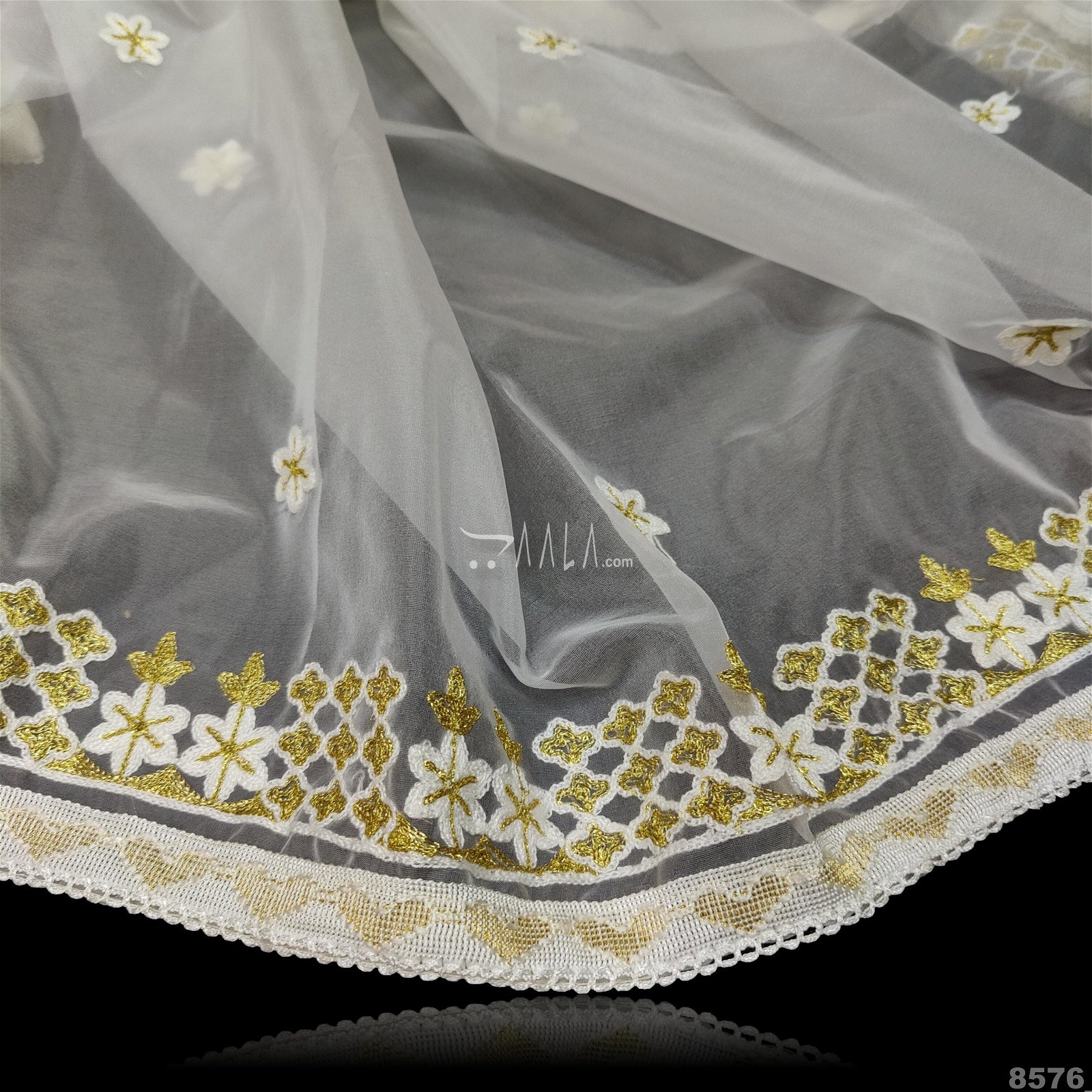 Embroidered Organza Nylon Dupatta-36-Inches DYEABLE 2.25-Metres #8576