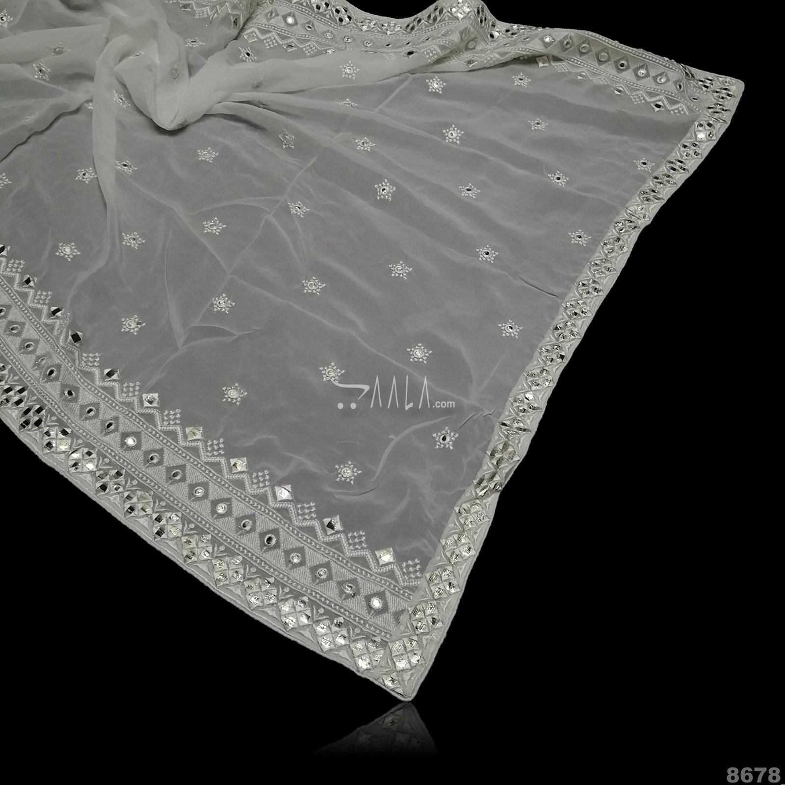 Embroidered Georgette Nylon Dupatta-36-Inches DYEABLE 2.50-Metres 