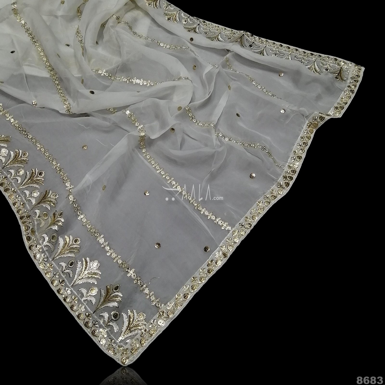 Embroidered Organza Nylon Dupatta-36-Inches DYEABLE 2.50-Metres #8683