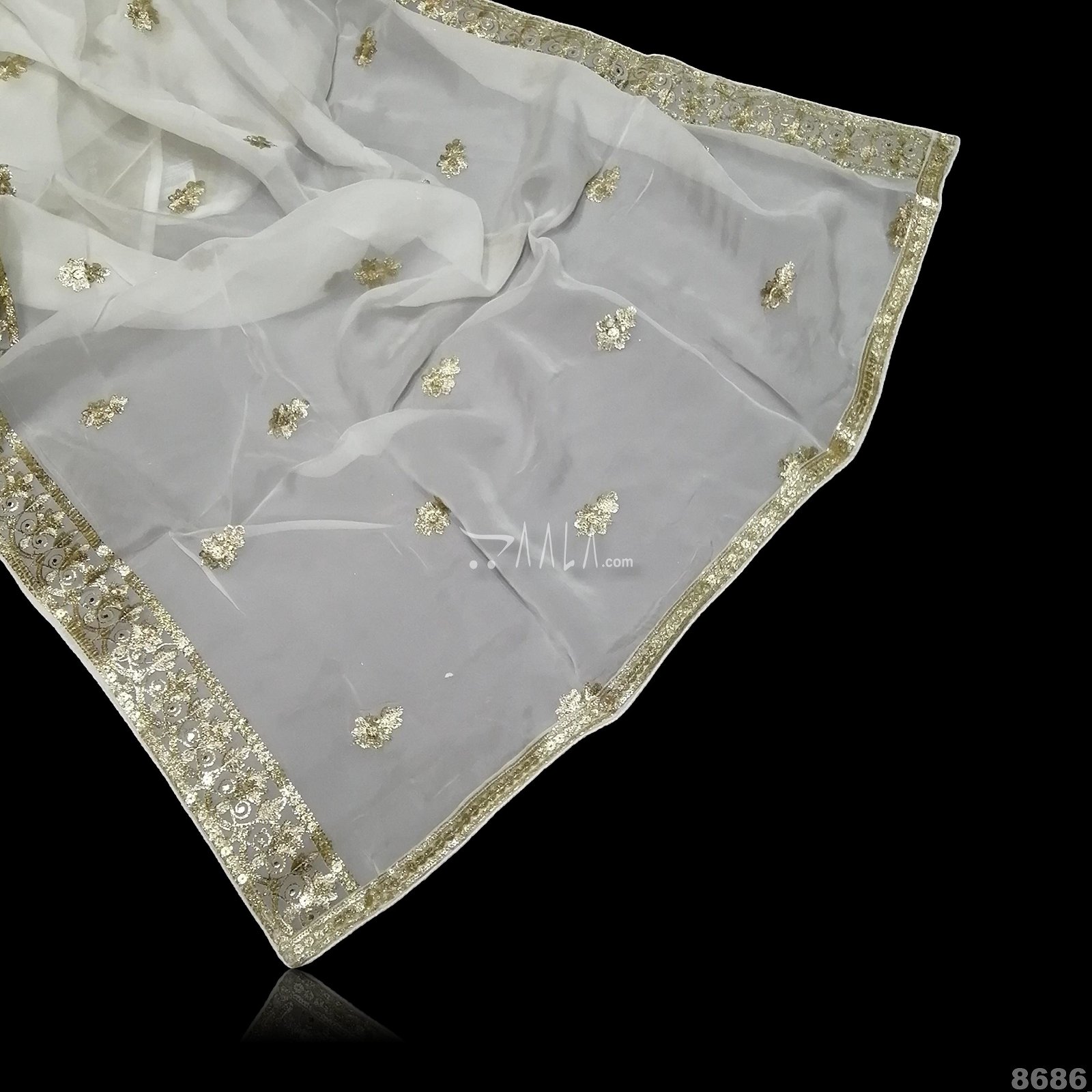 Embroidered Organza Nylon Dupatta-36-Inches DYEABLE 2.50-Metres #8686