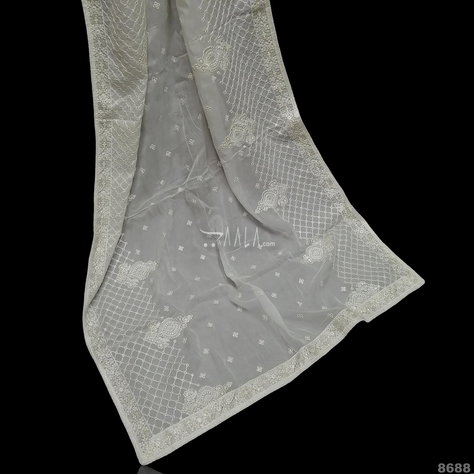 Embroidered Organza Nylon Dupatta-36-Inches DYEABLE 2.50-Metres 