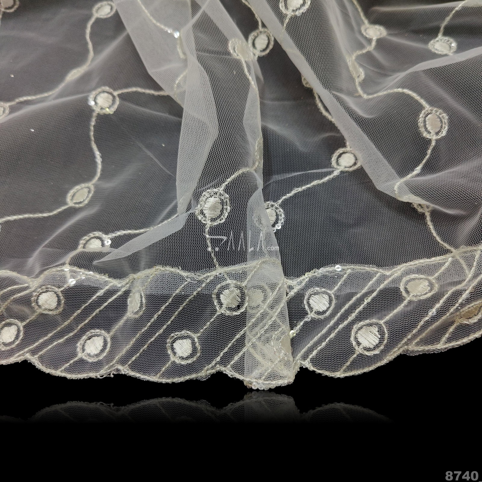 Embroidered Net Nylon Dupatta-36-Inches DYEABLE 2.25-Metres 
