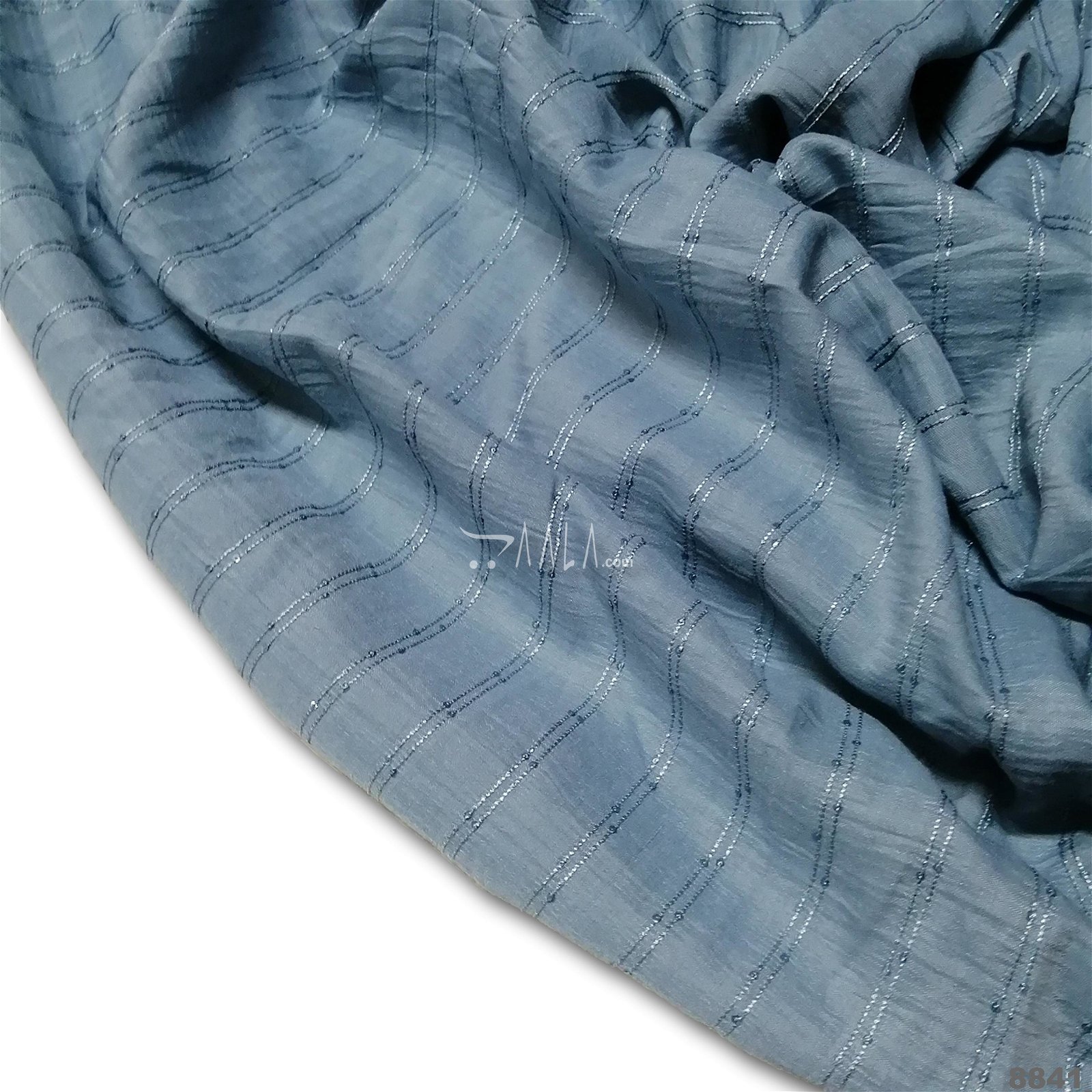 Crumble Silk Poly-ester 44-Inches BLUE Per-Metre #8841