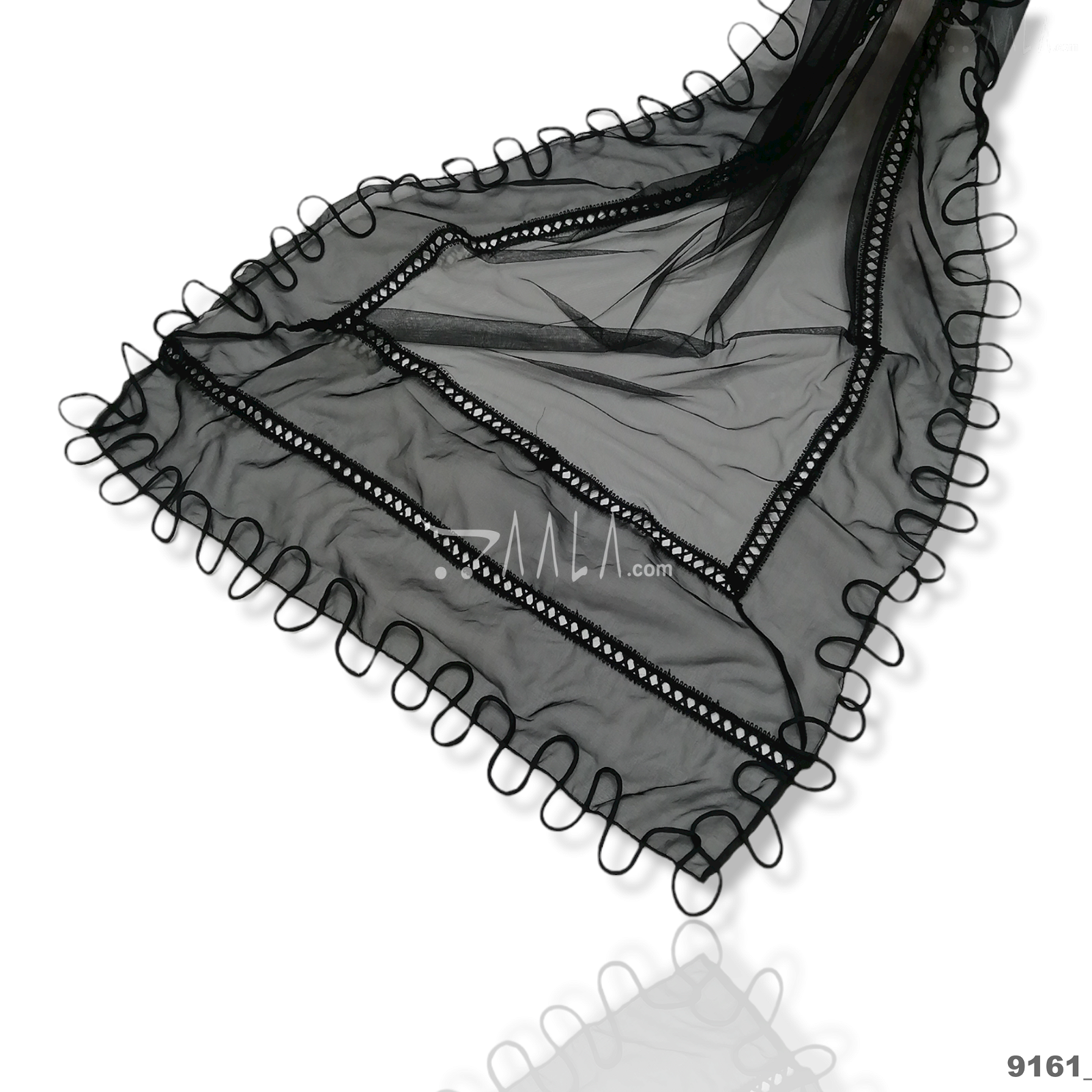 Designer Net Nylon Dupatta-38-Inches BLACK 2.25-Metres #9161