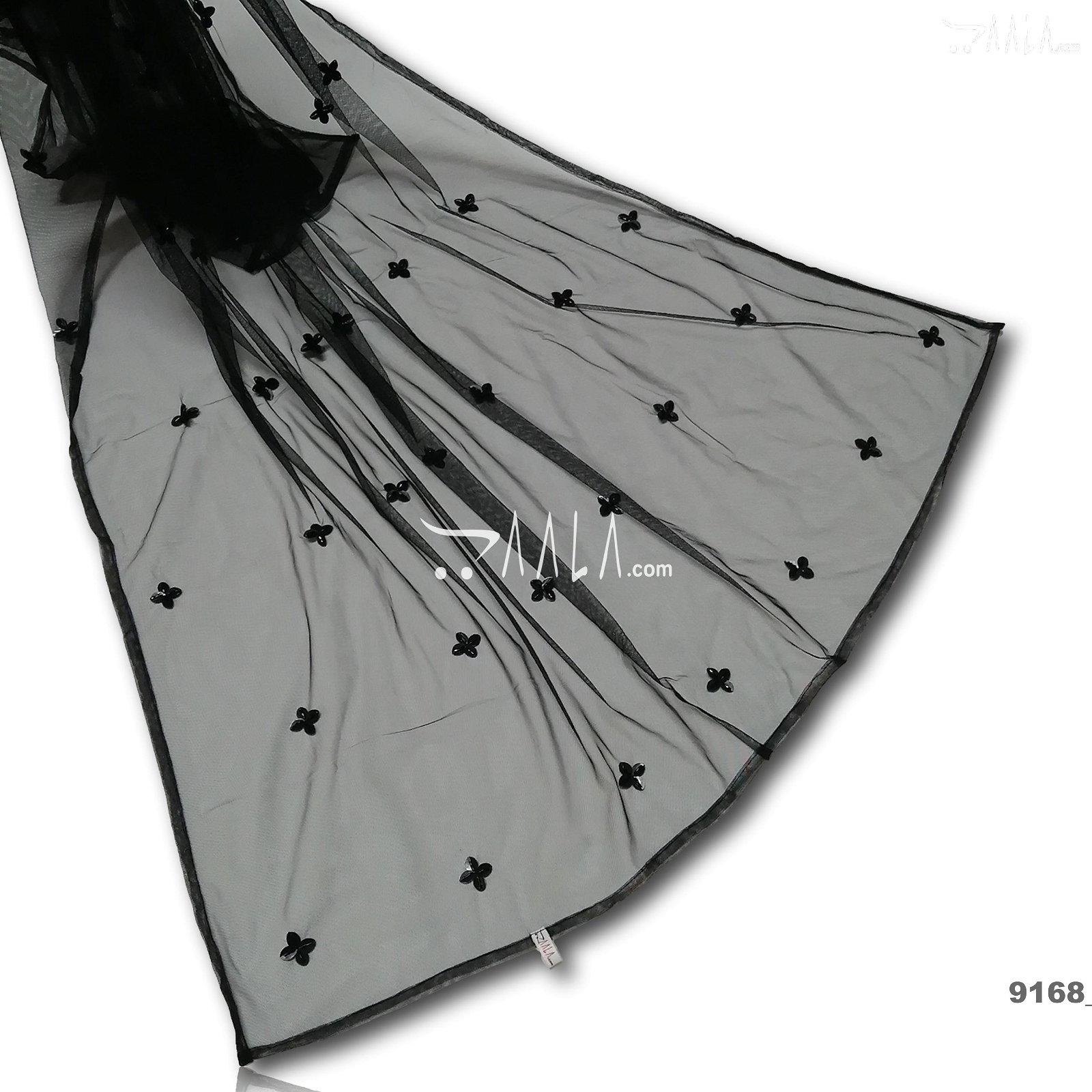 Designer Net Nylon Dupatta-38-Inches BLACK 2.25-Metres #9168