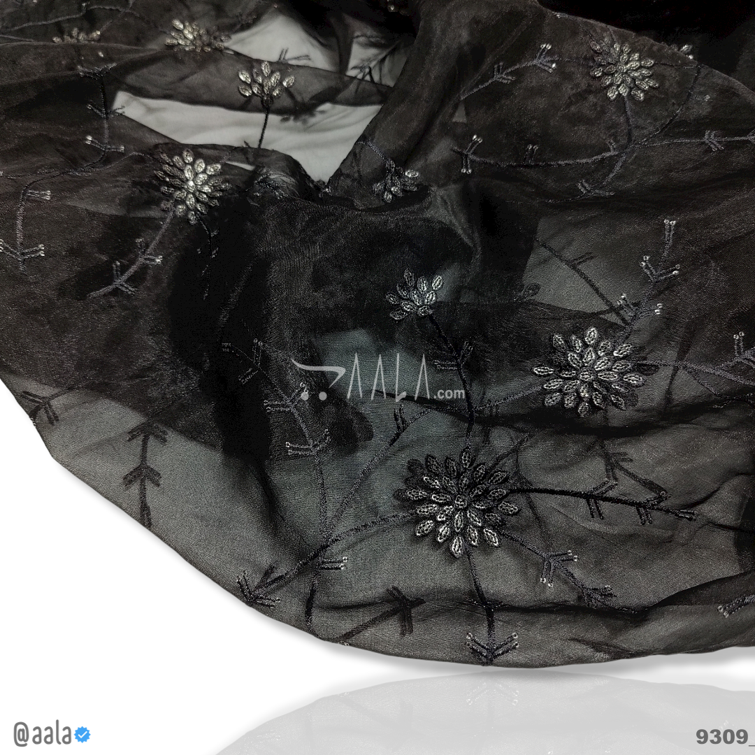 Designer Organza Nylon Dupatta-40-Inches BLACK 2.25-Metres 