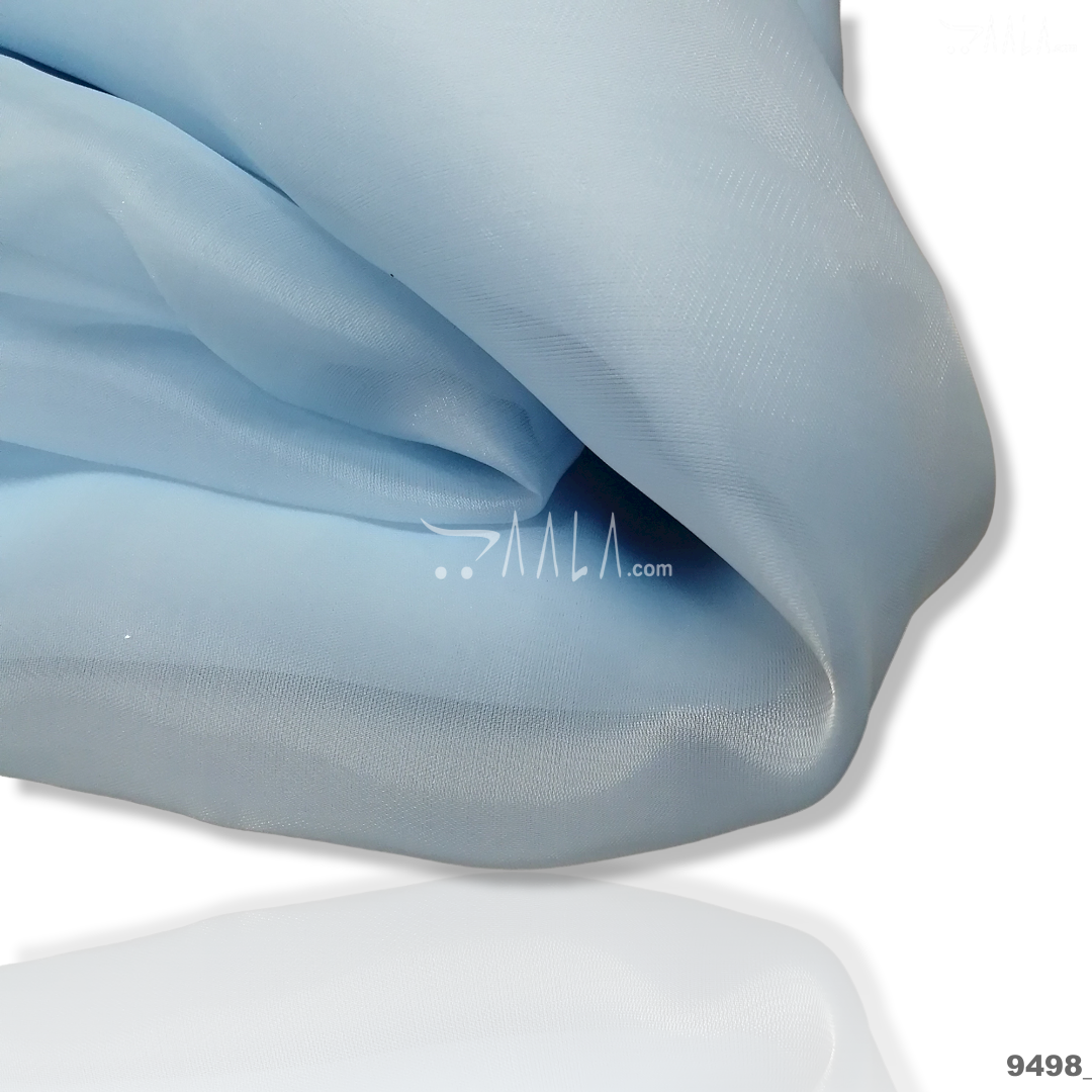 Smooth-Satin Organza Poly-ester 58-Inches BLUE Per-Metre #9498