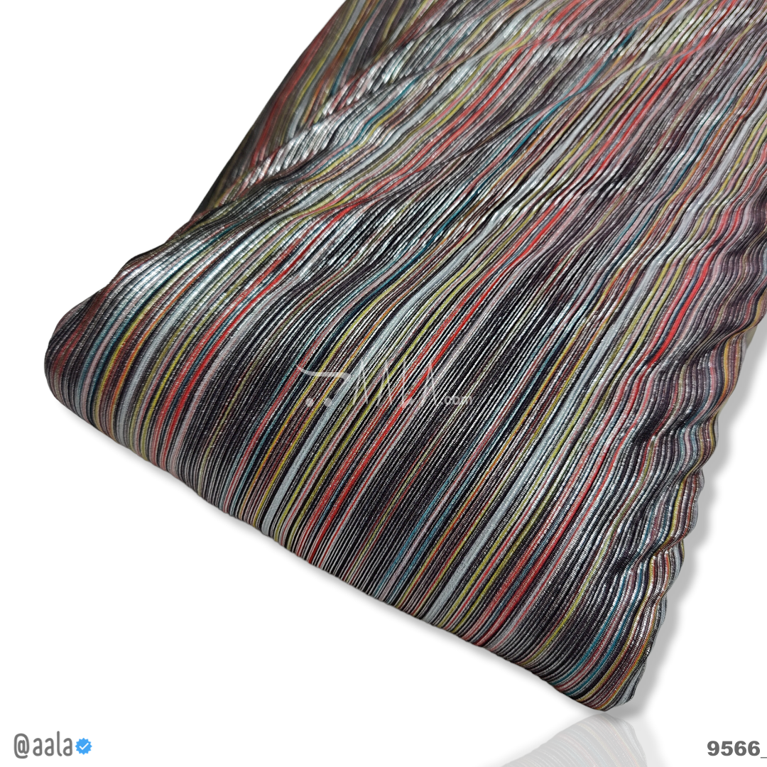 Multicolor-Pleat Silk Poly-ester 58-Inches ASSORTED Per-Metre #9566