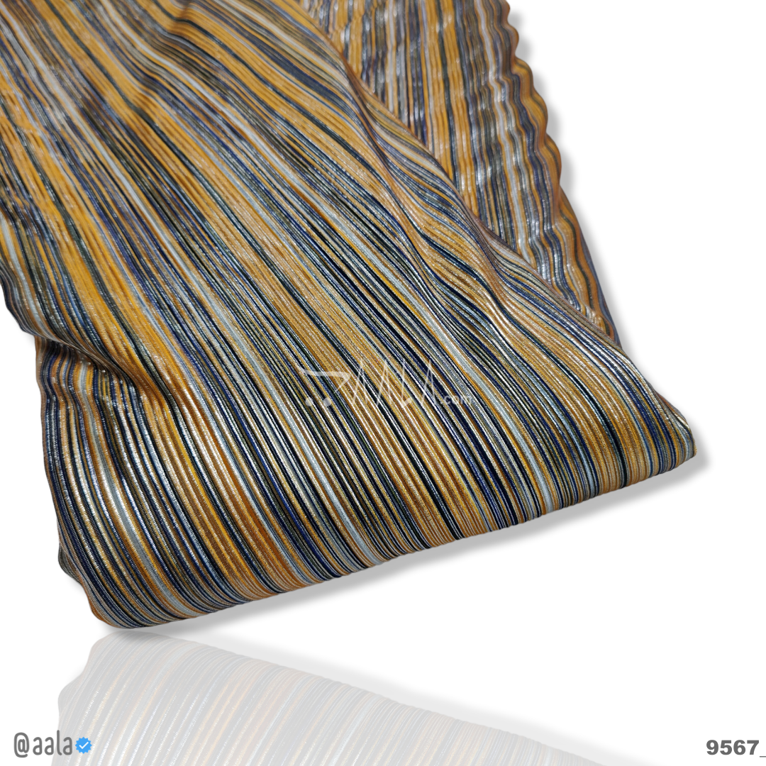 Multicolor-Pleat Silk Poly-ester 58-Inches ASSORTED Per-Metre #9567