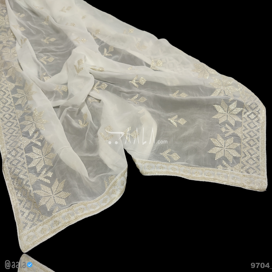 Embroidered Georgette Viscose Dupatta-40-Inches DYEABLE 2.25-Metres 