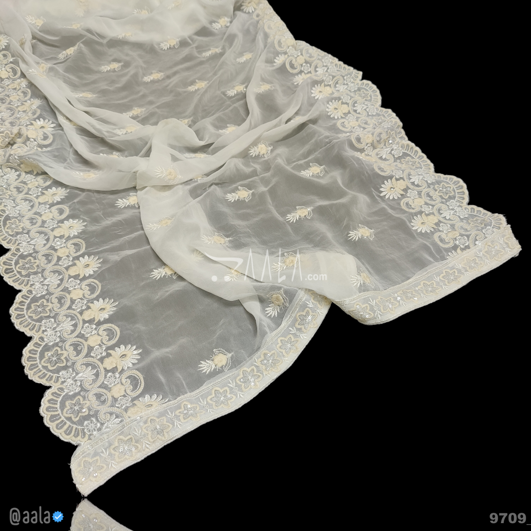 Embroidered Georgette Viscose Dupatta-40-Inches DYEABLE 2.25-Metres 